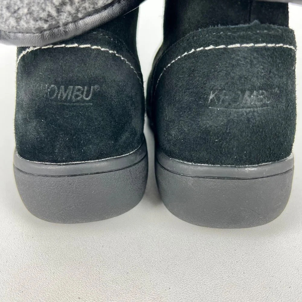 Khombu Womens Black Waterproof Shearling Lined Zip Winter Ankle Boots size 8
